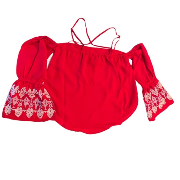 NWT Banjara Off Shoulder Bell Sleeve Red Top Blouse. Size Small - Picture 4 of 11
